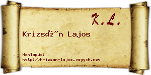 Krizsán Lajos névjegykártya