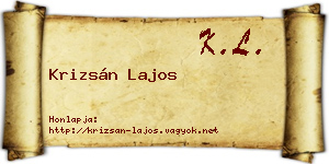 Krizsán Lajos névjegykártya